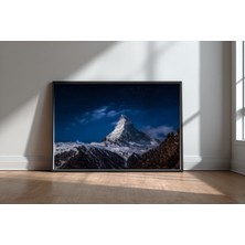 Keyf Home Full Moon At Matterhorn Tasarım 2 Siyah Çerçeveli Mdf Tablo Poster Salon Duvar Dekoru Hediye