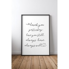 Keyf Home Love Note Siyah Çerçeveli Mdf Tablo Poster Salon Duvar Dekoru Hediye