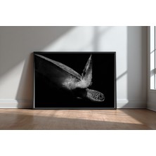 Keyf Home Sea Turtle Siyah Çerçeveli Mdf Tablo Poster Salon Duvar Dekoru Hediye