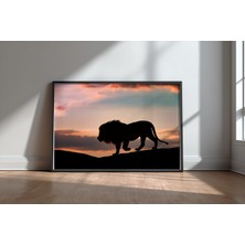 Keyf Home Sunset In The Serengeti Siyah Çerçeveli Mdf Tablo Poster Salon Duvar Dekoru Hediye