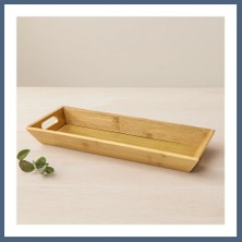Bezos Bambu Ahşap Sunum Tepsisi 16X40X4 cm Çift Kulplu BZS10