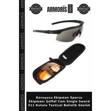 Armoris Koruyucu Ekipman Sporcu Ekipmanı Şeffaf Cam Single Sword 511 Kutulu Tactical Balistik Gözlük