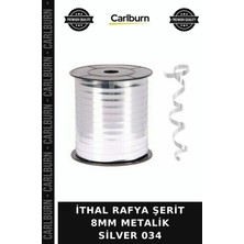 Carlburn Premium Ithal Rafya Şerit 8mm Metalik Silver 034 Hediye Sanat Parti