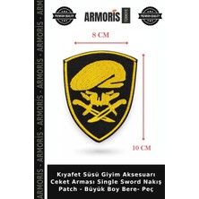 Armoris Kıyafet Süsü Giyim Aksesuarı Ceket Arması Single Sword Nakış Patch - Büyük Boy Bere- Peç