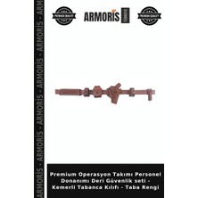 Armoris Premium Operasyon Takımı Personel Donanımı Deri Güvenlik Seti - Kemerli Tabanca Kılıfı - Taba Rengi