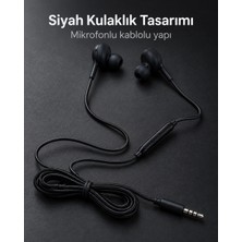 Epilons Silikon Uçlu Mikrofonlu Siyah Kablolu Kulak Içi Kulaklık