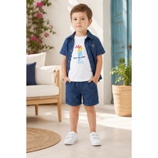 Candar Denim Gömlek ve Şortlu 3 Parça Çocuk Takımı | 2-6 Yaş