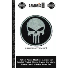 Armoris Askeri Parça Maskülen Aksesuar Iskelet Figürü Single Sword Kurukafa Nakış Patch - Nakış Arma Peç