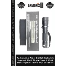 Armoris Aydınlatma Aracı Günlük Kullanım Seyahat Aleti Single Sword 1101 Elektroşoklu 220V Şarjlı El Feneri