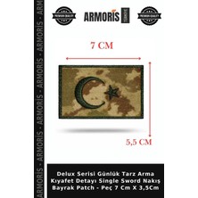 Armoris Delux Serisi Günlük Tarz Arma Kıyafet Detayı Single Sword Nakış Bayrak Patch - Peç 7 cm x 3,5cm