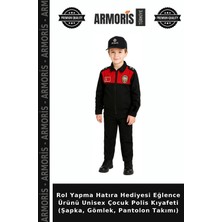 Armoris Rol Yapma Hatıra Hediyesi Eğlence Ürünü Unisex Çocuk Polis Kıyafeti (Şapka, Gömlek, Pantolon Takımı)