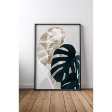 Keyf Home Monstera Creative 05 Siyah Çerçeveli Mdf Tablo Poster Salon Duvar Dekoru Hediye