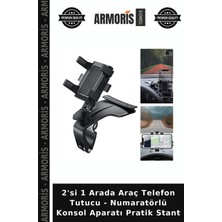 Armoris 2'si 1 Arada Araç Telefon Tutucu - Numaratörlü Konsol Aparatı Pratik Stant