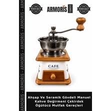 Armoris Ahşap ve Seramik Gövdeli Manuel Kahve Değirmeni Çekirdek Öğütücü Mutfak Gereçleri