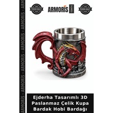 Armoris Ejderha Tasarımlı 3D Paslanmaz Çelik Kupa Bardak Hobi Bardağı