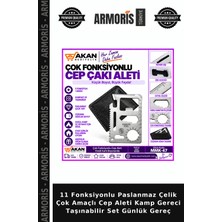 Armoris 11 Fonksiyonlu Paslanmaz Çelik Çok Amaçlı Cep Aleti Kamp Gereci Taşınabilir Set Günlük Gereç