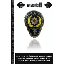 Armoris Delux Serisi Üniforma Detayı Kurum Simgesi Meslek Aksesuarı Single Sword Polis Metal Cüzdan Rozeti