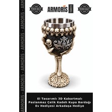 Armoris El Tasarımlı 3D Kabartmalı Paslanmaz Çelik Kadeh Kupa Bardağı Ev Hediyesi Arkadaşa Hediye