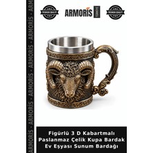 Armoris Figürlü 3 D Kabartmalı Paslanmaz Çelik Kupa Bardak Ev Eşyası Sunum Bardağı