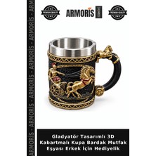 Armoris Gladyatör Tasarımlı 3D Kabartmalı Kupa Bardak Mutfak Eşyası Erkek Için Hediyelik