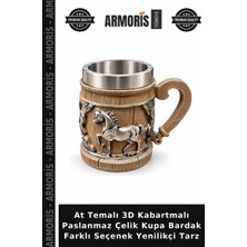 Armoris At Temalı 3D Kabartmalı Paslanmaz Çelik Kupa Bardak Farklı Seçenek Yenilikçi Tarz