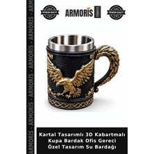 Armoris Kartal Tasarımlı 3D Kabartmalı Kupa Bardak Ofis Gereci Özel Tasarım Su Bardağı
