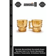 Armoris Bardak Borosilikat Kurukafa Kupa Bardak Seti 2'li Farklı Bardaklar Modern Tasarımlar Arkadaşa Hediye