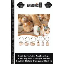 Armoris Kedi Şeffaf Anı Anahtarlığı - Kedi Figürlü - Karışık Model Sevimli Hatıra Duygusal Hediye