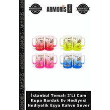 Armoris Istanbul Temalı 2'li Cam Kupa Bardak Ev Hediyesi Hediyelik Eşya Kahve Sever