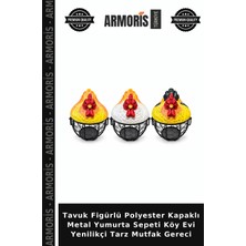 Armoris Tavuk Figürlü Polyester Kapaklı Metal Yumurta Sepeti Köy Evi Yenilikçi Tarz Mutfak Gereci