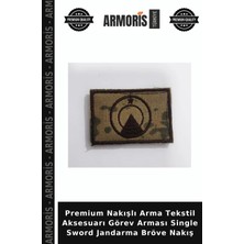 Armoris Premium Nakışlı Arma Tekstil Aksesuarı Görev Arması Single Sword Jandarma Bröve Nakış