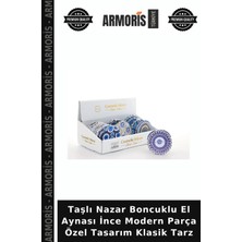 Armoris Taşlı Nazar Boncuklu El Aynası Ince Modern Parça Özel Tasarım Klasik Tarz
