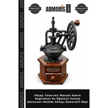 Armoris Ahşap Tasarımlı Manuel Kahve Değirmeni ve Öğütücü Sunum Aksesuarı Mutfak Detayı Dekoratif Obje