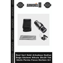 Armoris Özel Seri Hobi Arkadaşa Hediye Doğa Gözlemi Nikula 30X30 Tek Gözlü Perma Focus Dürbün Gri