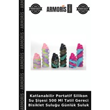 Armoris Katlanabilir Portatif Silikon Su Şişesi 500 ml Tatil Gereci Bisiklet Suluğu Günlük Suluk