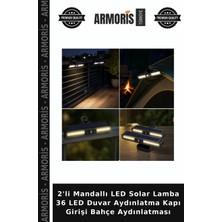 Armoris 2'li Mandallı LED Solar Lamba 36 LED Duvar Aydınlatma Kapı Girişi Bahçe Aydınlatması