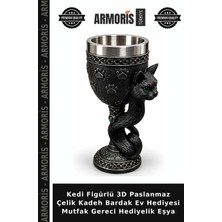 Armoris Kedi Figürlü 3D Paslanmaz Çelik Kadeh Bardak Ev Hediyesi Mutfak Gereci Hediyelik Eşya