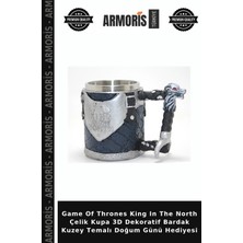 Armoris Game Of Thrones King In The North Çelik Kupa 3D Dekoratif Bardak Kuzey Temalı Doğum Günü Hediyesi