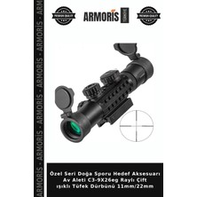 Armoris Özel Seri Doğa Sporu Hedef Aksesuarı Av Aleti C3-9X26EG Raylı Çift Işıklı Tüfek Dürbünü 11MM/22MM