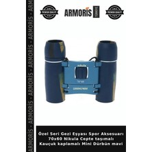 Armoris Özel Seri Gezi Eşyası Spor Aksesuarı 70X60 Nikula Cepte Taşımalı Kauçuk Kaplamalı Mini Dürbün Mavi