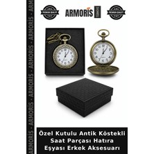 Armoris Özel Kutulu Antik Köstekli Saat Parçası Hatıra Eşyası Erkek Aksesuarı