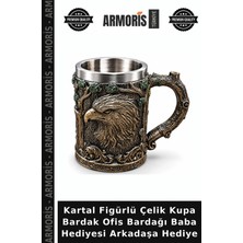 Armoris Kartal Figürlü Çelik Kupa Bardak Ofis Bardağı Baba Hediyesi Arkadaşa Hediye