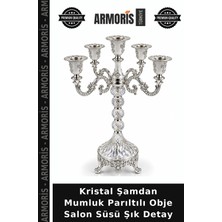 Armoris Kristal Şamdan Mumluk Parıltılı Obje Salon Süsü Şık Detay
