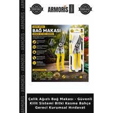 Armoris Çelik Ağızlı Bağ Makası - Güvenli Kilit Sistemi Bitki Kesme Bahçe Gereci Kurumsal Hırdavat