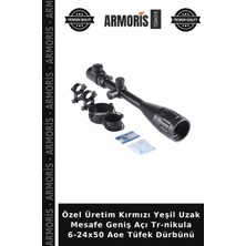 Armoris Özel Üretim Kırmızı Yeşil Uzak Mesafe Geniş Açı Tr-Nikula 6-24X50 Aoe Tüfek Dürbünü