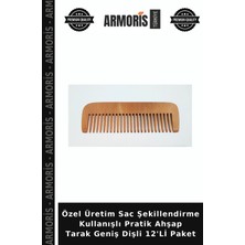 Armoris Özel Üretim Sac Şekillendirme Kullanışlı Pratik Ahşap Tarak Geniş Dişli 12'li Paket
