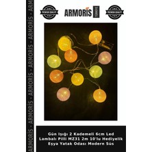 Armoris Gün Işığı 2 Kademeli 6cm LED Lambalı Pilli MZ31 2m 10'lu Hediyelik Eşya Yatak Odası Modern Süs