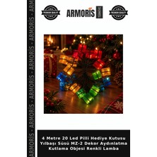 Armoris 4 Metre 20 LED Pilli Hediye Kutusu Yılbaşı Süsü Mz-2 Dekor Aydınlatma Kutlama Objesi Renkli Lamba