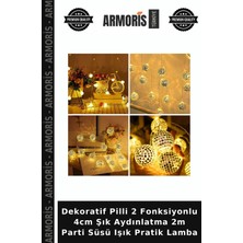 Armoris Dekoratif Pilli 2 Fonksiyonlu 4cm Şık Aydınlatma 2m Parti Süsü Işık Pratik Lamba
