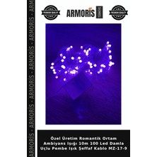 Armoris Özel Üretim Romantik Ortam Ambiyans Işığı 10M 100 LED Damla Uçlu Pembe Işık Şeffaf Kablo Mz-17-9